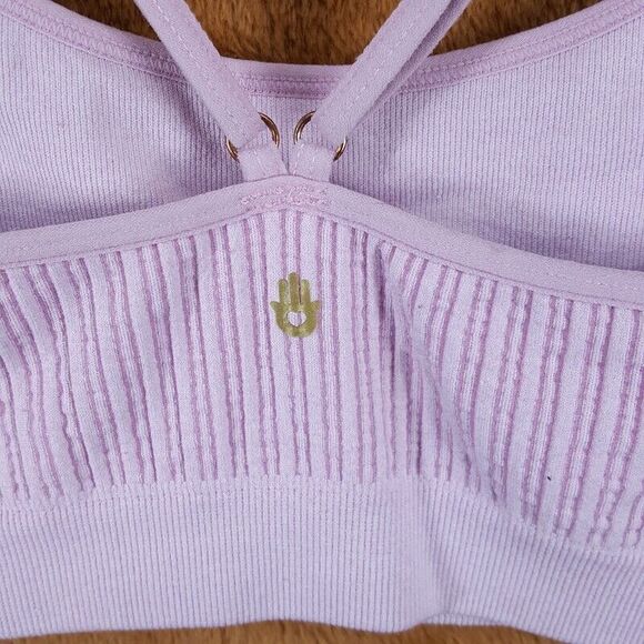 SPIRTUAL GANGSTER Bra Womens XS S Pink Pullover Seamless Racerback Rib Stretch - Picture 4 of 7